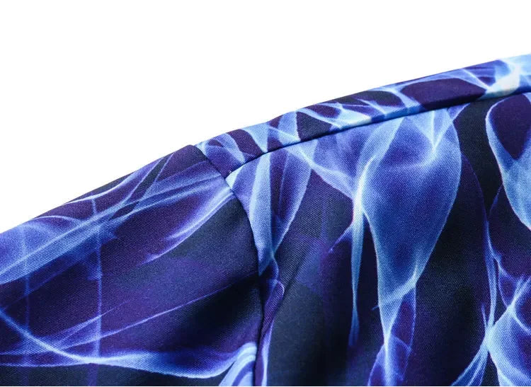 Dark Icon Blue Flame Polo Shirt Men Summer Light Weight Material Hawaiian Shirts Streetwear Men's Shirt