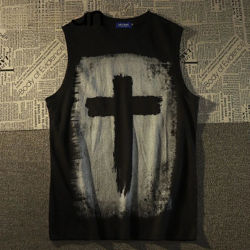 Harajuku Graphic tee – Pure Cotton American Retro Trend Fashion Niche Cross Print L