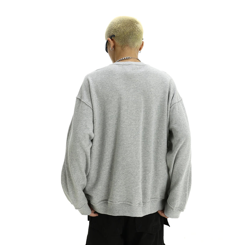 Hip Hop Sweatshirt O-neck Harajuku Skateboard Streetwear Zipper Up Pullover Unisex Casual Autumn Winter Loose Tops Men Clothing