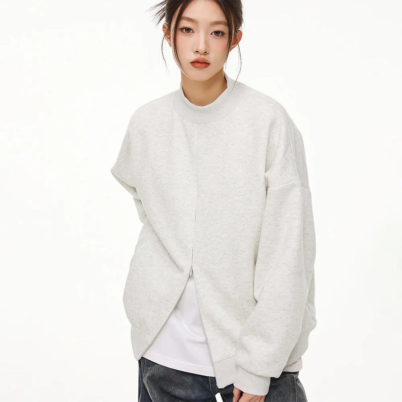 Stand Collar Half Zipper Pullover Casual Sweatshirt Men Women Streetwe
