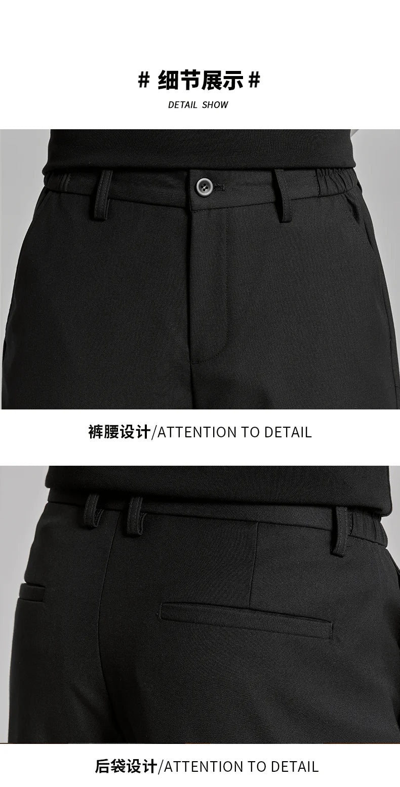 extended length edition men streetwear fashion hip hop vibe straight black pant casual business suit long pants trousers unique default style 1753