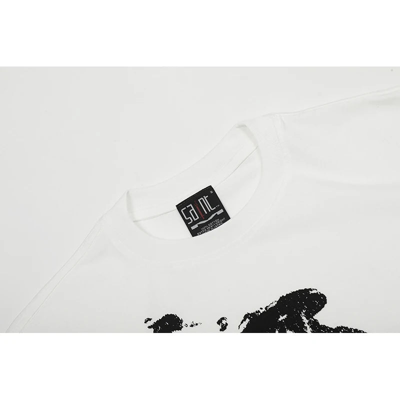 Vaporwave Fashion – Summer New Saint T Shirt Chaopai 3D Steel Nails Direct Spray – Edgy Streetwear for All Genders
