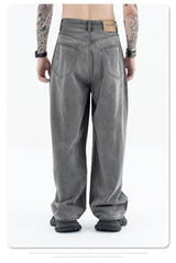 2024 autumn and winter new carbon ash wash worn jeans