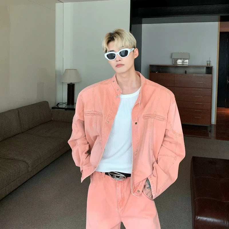 outdoor high street denim mens sets spring single breasted trendy harajuku jackets cowboy two piece hip hop couple suits new vintage washed jeans