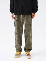 army green hip hop cargo pants for men camouflage loose american street overalls multi pocket drawstring straight trousers unique cargo style 3263