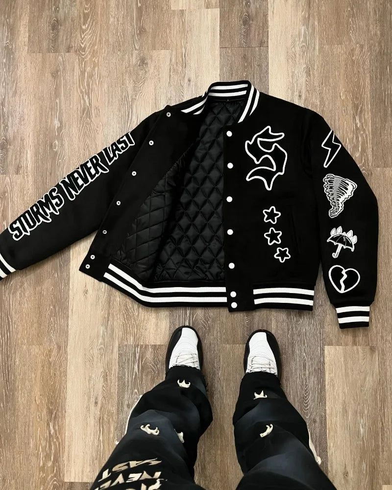 American New Trend Personality Graphics Mao Jinxiu Oversized Jacket Men's Y2K Harajuku Hip-hop