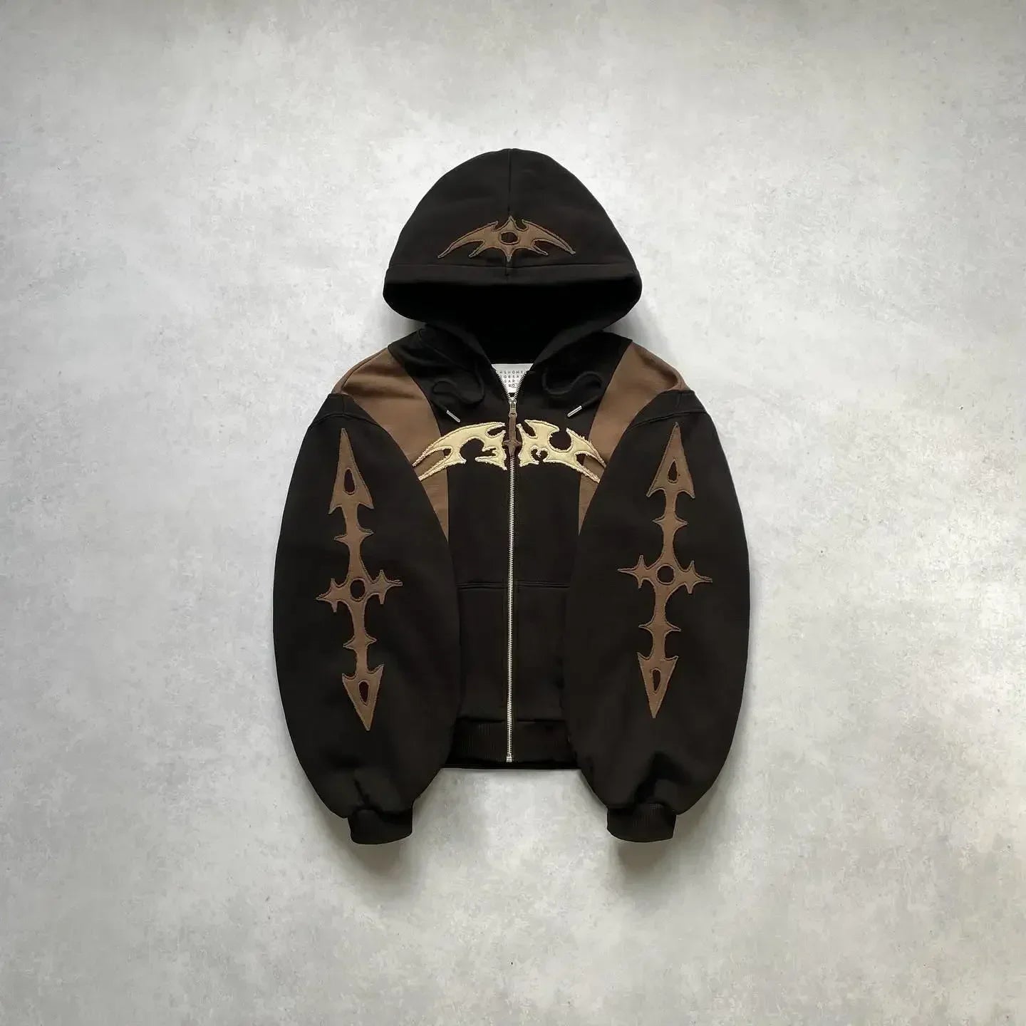 Vaporwave Drop – Y2K Patch Design Loose Zip Hoodies For Men Geometric Pattern – Streetwear Fashion for Men & Women
