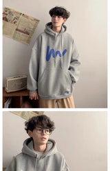 Fashionable Korean personality simple printed hooded sweatshirt for men autumn street Y2K new niche Japanese style boys' hoodie