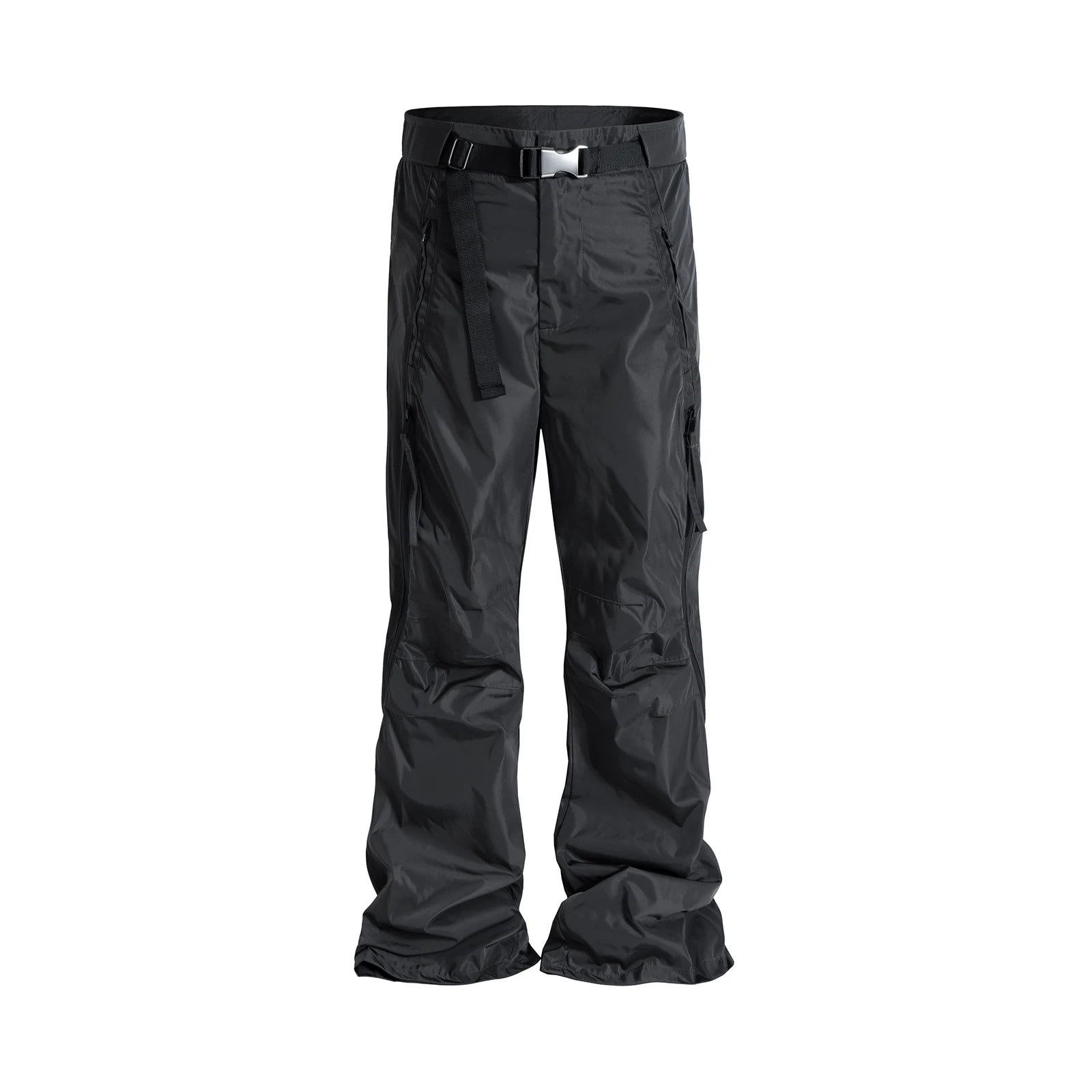 streetwear ribbons functional curve zipper baggy cargo pants for men vibe style straight baggy casual trousers oversized military streetwear pants