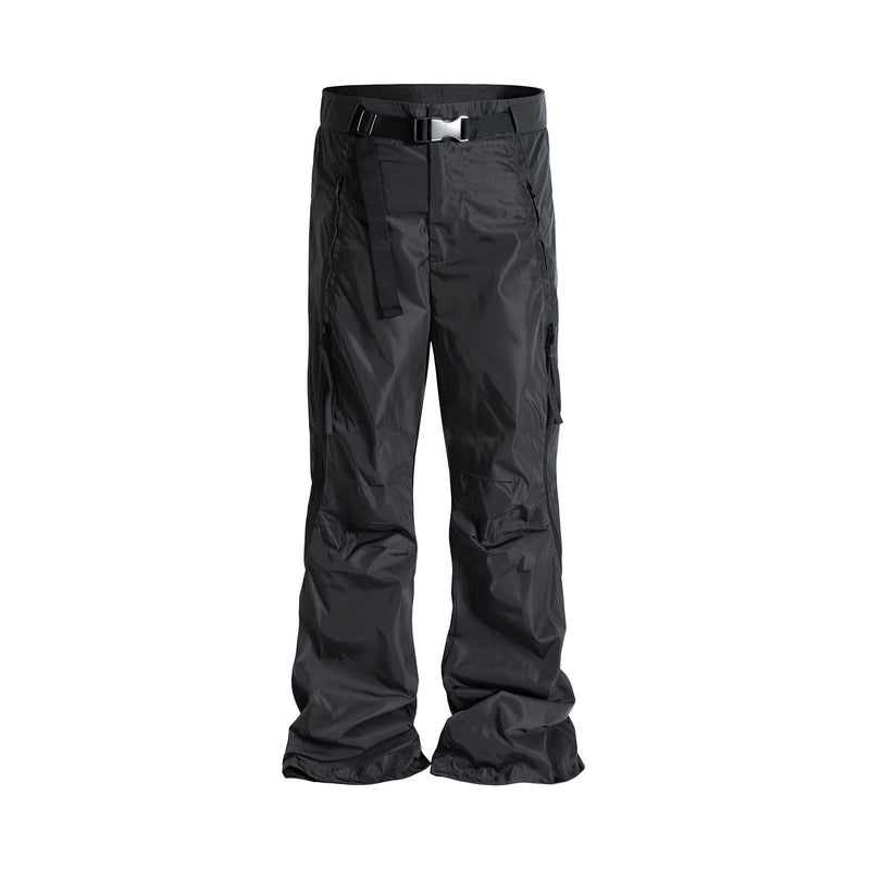 streetwear ribbons functional curve zipper baggy cargo pants for men vibe style straight baggy casual trousers oversized military streetwear pants