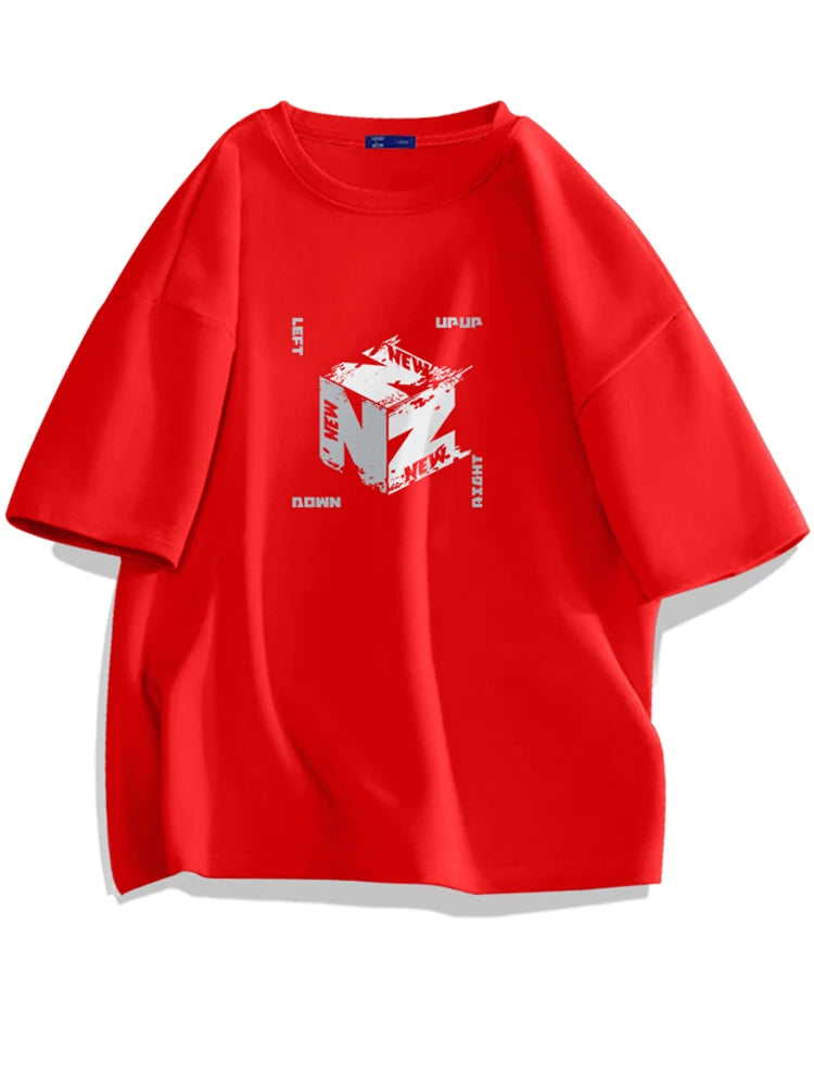 Trapwear Angelcore design – 2024 New Cube Graphic Print T Shirts For Men Personality Fas