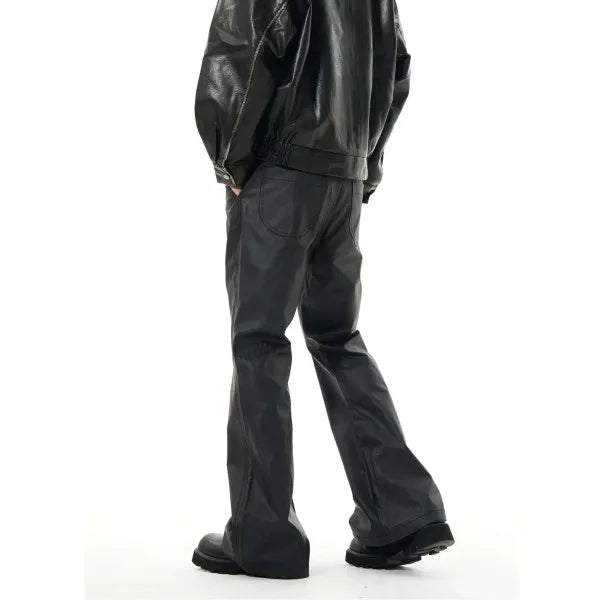 men japanese streetwear fashion vintage hip hop punk gothic cleanfit black coated flare pant man trousers minimalist street pants