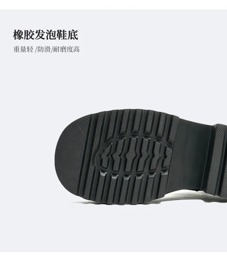 Men High Quality Genuine Leather Streetwear Fashion Casual Hip Hop Derby Shoes Cow Leather Rubber Foam Sole High Heels Shoes