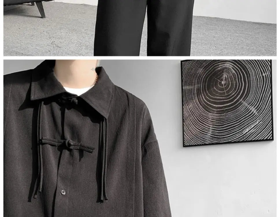 Shirts for men spring and autumn style national fashion design loose and versatile large size