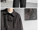 Shirts for men spring and autumn style national fashion design loose and versatile large size outer wear lapel long sleeved tops