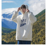 New Goth Oversized Pullover Hoodies For Men Letter Print Hooded Sweatshirts Hip Hop Aesthetic Harajuku Y2K Streetwear Hoodie