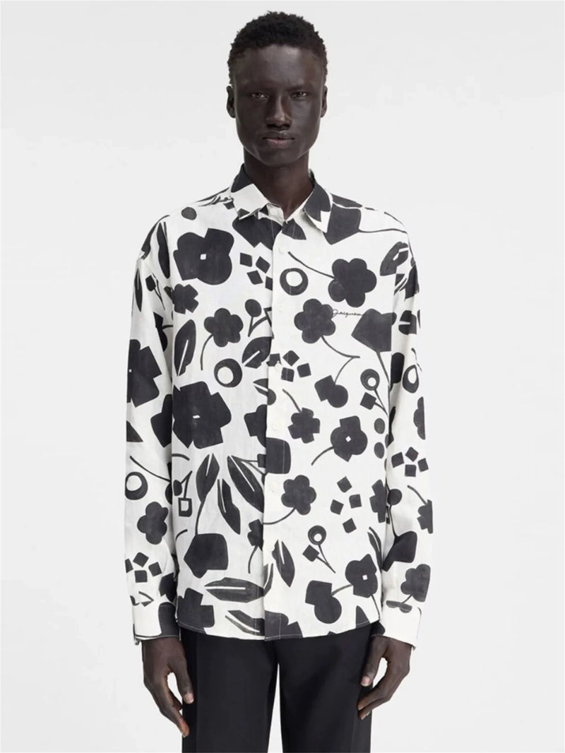 24ss New Retro Vintage Digital direct spray cherry print High-Street Casual long sleeved shirt