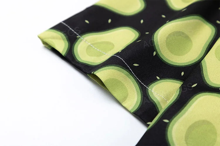 Men Summer Short Sleeved Shirt Avocado Green All Over Printed Shirt Hawaiian Beach Casual Top Fresh Interesting Loose Top Unisex