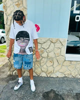 Y2k European and American Summer Trendy Brand Cartoon Printed Short-sleeved Retro Hip-hop Fashion Loose Oversized Top Women