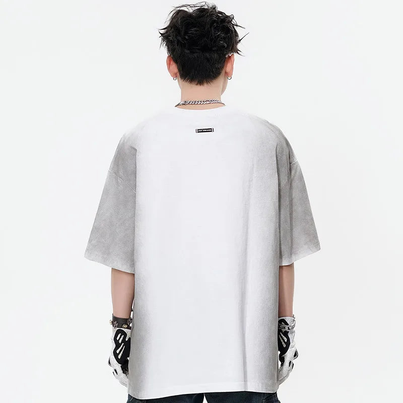 Gothic Vintage print – Men Y2K T Shirts Street Hip Hop Gradient Tshirt Retro Washed