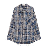 Trapwear Broken heart – Vintage Plaid Shirt 2024 Tie Dyed Tassel T Shirt Long Sleeve