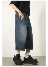 men summer streetwear fashion loose casual wide leg denim calf length jeans pants male vintage jeans baggy hosen pants unique jeans style 1493