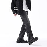 men streetwear hem zipper plus size distressed retro fashion loose casual denim pants jeans cityboy jeans trousers 28 40 ripped baggy denim