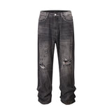 streetwear frayed hole distreesed ripped baggy jeans for men and women pantalones hombre y2k casual denim trousers oversized unique jeans style 5914