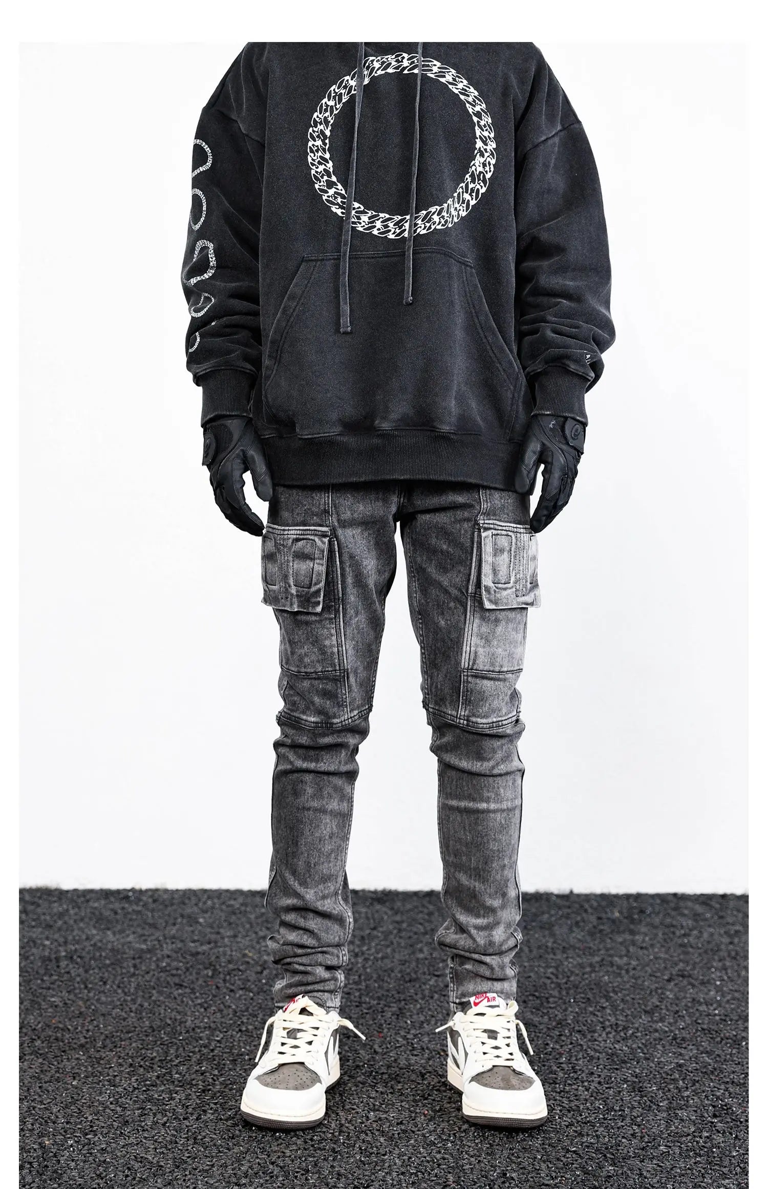side pocket denim retro jeans mens biker zipper jean trousers hip hop fashion high street slim fit pants joggers y2k men s jeans unique joggers style 2941