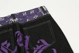 y2k retro sanskrit black jeans street casual pants punk male hip hop print loose harajuku mens straight pants ins hot sale unique jeans style 4783
