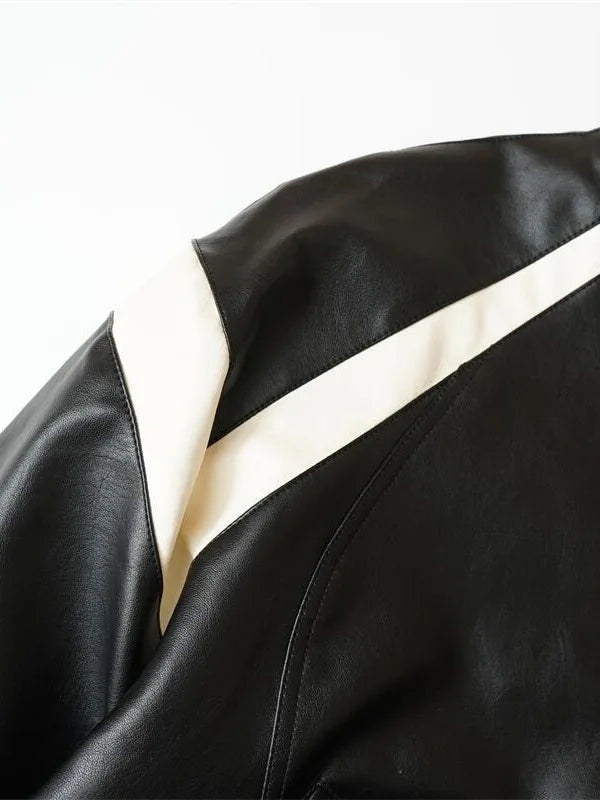 Spring And Autumn Men's Leather Jacket Coat American Baseball Suit Stitching Leather Jacket