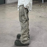 streetwear washed vintage ribbons logging jeans pants mens straight ropa hombre baggy cargos oversized loose denim overalls combat utility trousers