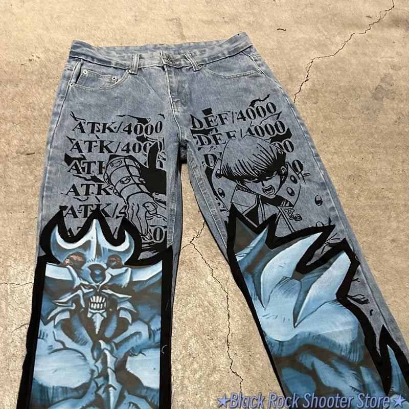 harajuku high street y2k baggy jeans vintage wide leg denim pants popular anime jeans streetwear couples trouser men clothing urban skinny jeans