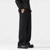 mens trend streetwear fashion loose casual plus size straight wide leg suit pant office man commute work pants trousers minimalist street pants