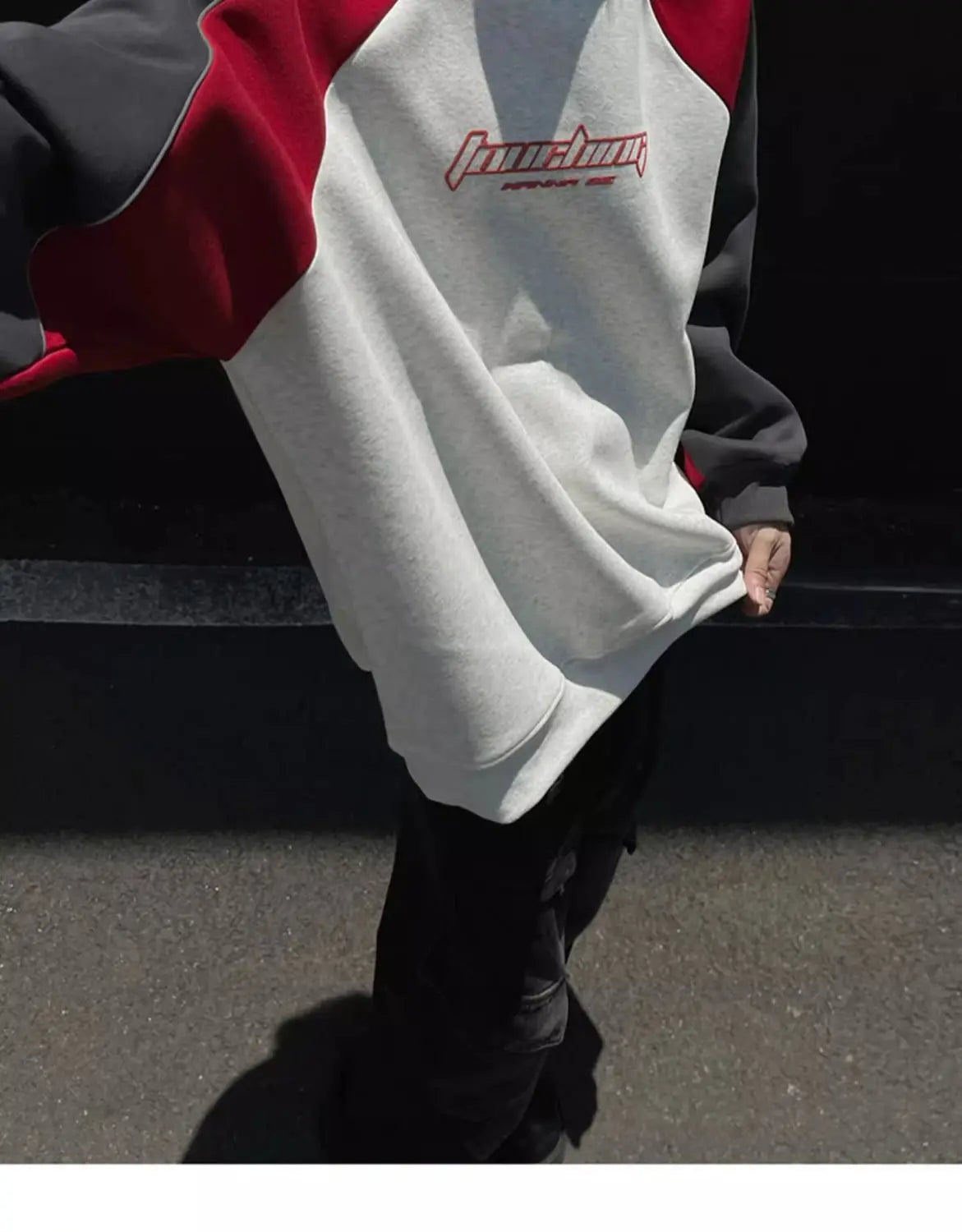 Motorcycle Style Round Neck Sweatshirt Men 2024 Spring Autumn Niche Contrasting Color Pullover Hot Top