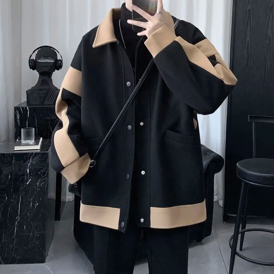 leather varsity coat, fall fit essential - aesthetic hip hop inspired casual wear