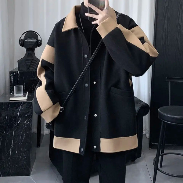leather varsity coat, fall fit essential - aesthetic hip hop inspired casual wear