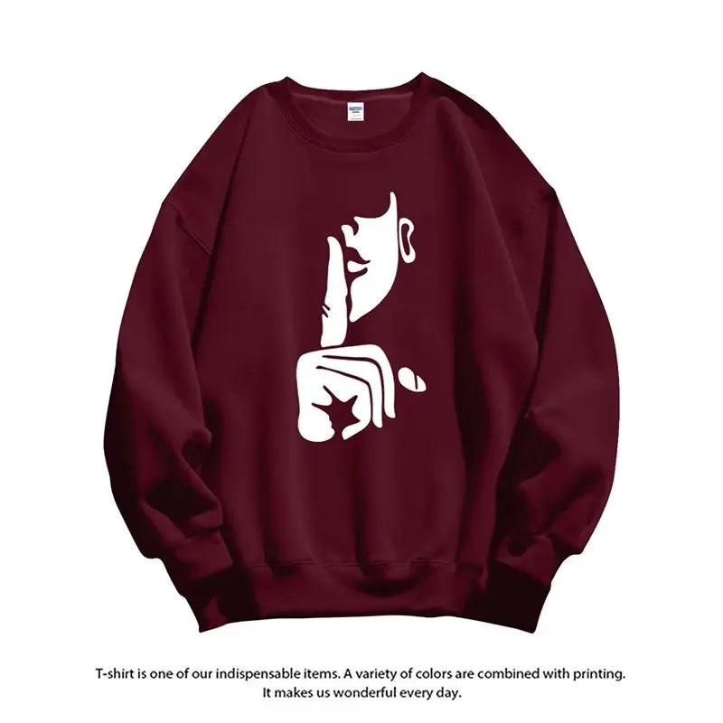 Oversized Loose Printed Sweatshirt Autumn Mens Korean High Quality Top