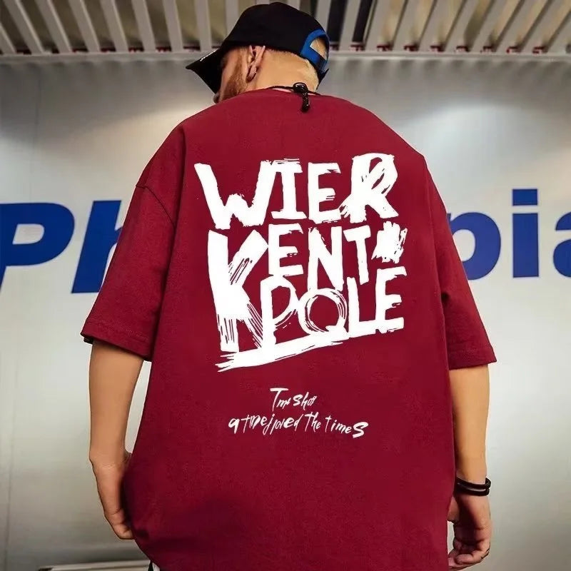 Y2k Angelcore design – Summer Letter Printed Oversized T Shirt Men Hip Hop Fashion