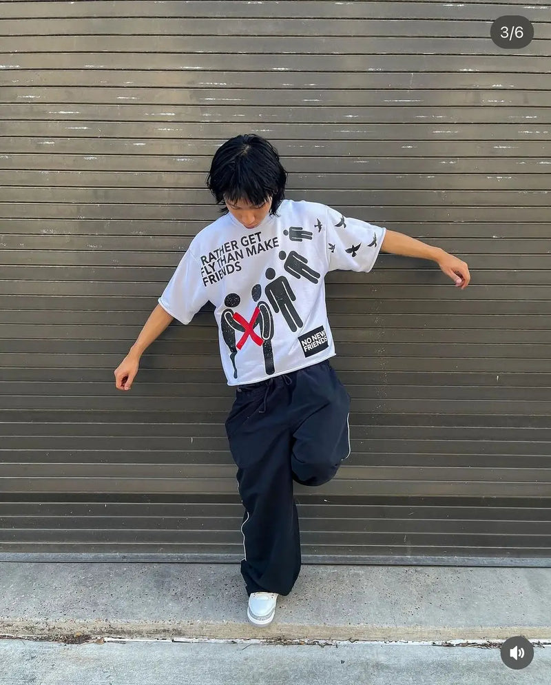 Glitchcore Design – American Letter Print Graphic T Shirts Vintage New – Edgy Streetwear for All Genders