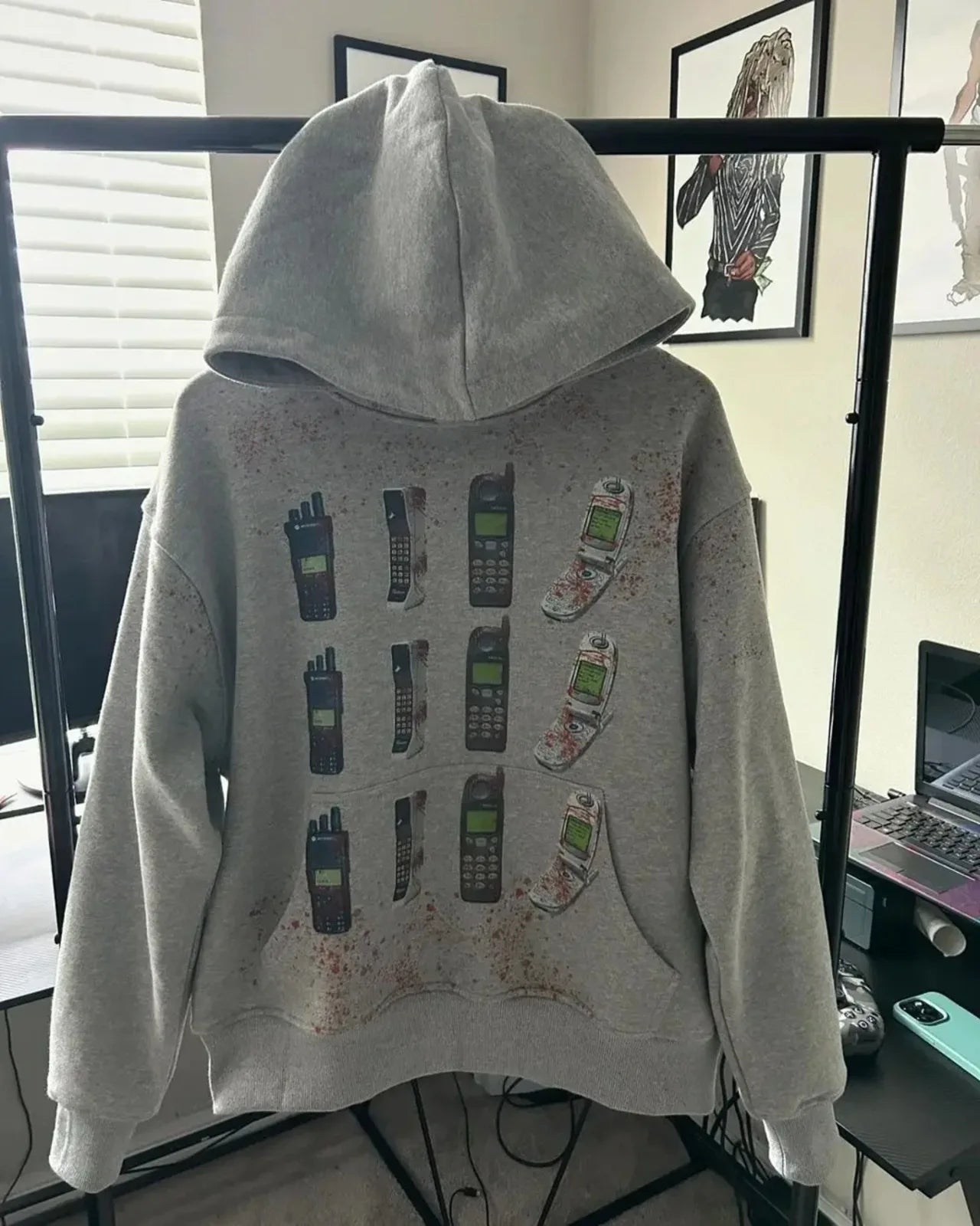 Y2K Autumn Winter Outfit Long Sleeve Hoodie Dark Retro Printed Sweatshirt