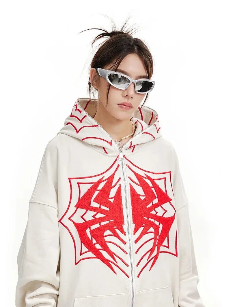 Y2K Retro Spider Print Sportswear Loose Casual Top For Men And Women I