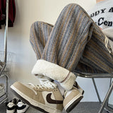 high quality stripe plaid mens trousers baggy straight fashion classic padded autumn winter casual pants male plus size m 8xl unique default style 1196