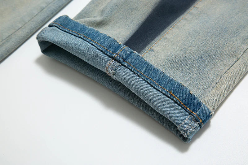 irregular graffiti prtinted denim jean pants casual distressed washed biker jeans hip hop streetwear y2k mens straight joggers unique joggers style 4873