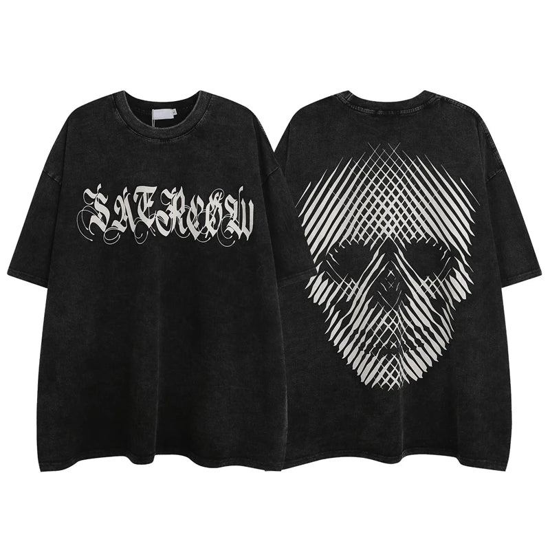 Vaporwave Streetwear – 2023 Streetwear T Shirt Skull Skeleton Graphic Hip Hop Overs – Urban Streetwear for Men & Women