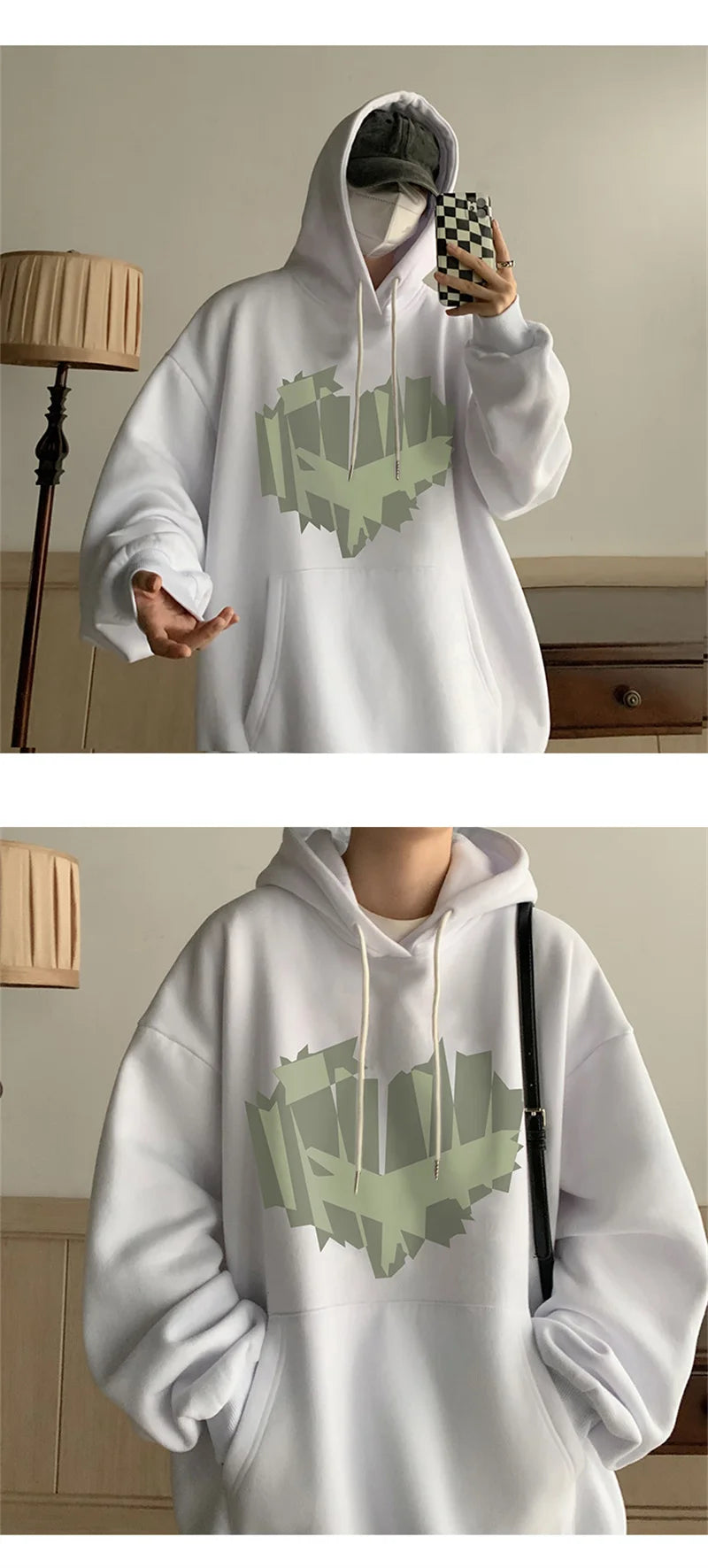 Autumn New Love Graphic Print Hoody Sweatshirts Man Hip Hop Oversized