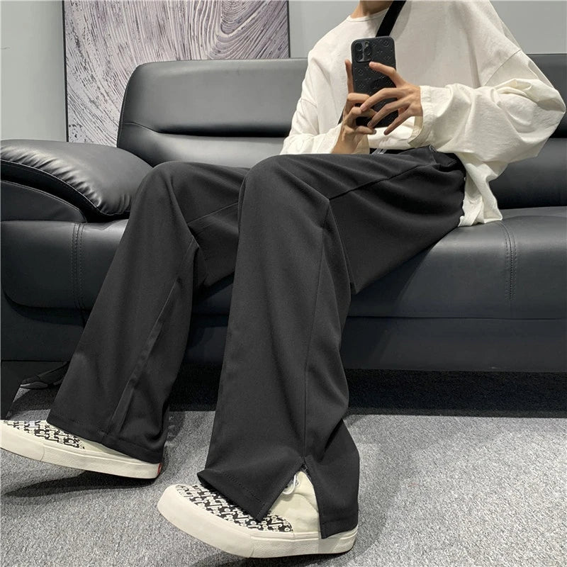 2023 summer new fashion casual trousers men loose straight side men suit pants korean casual pants boutique clothing unique default style 4051