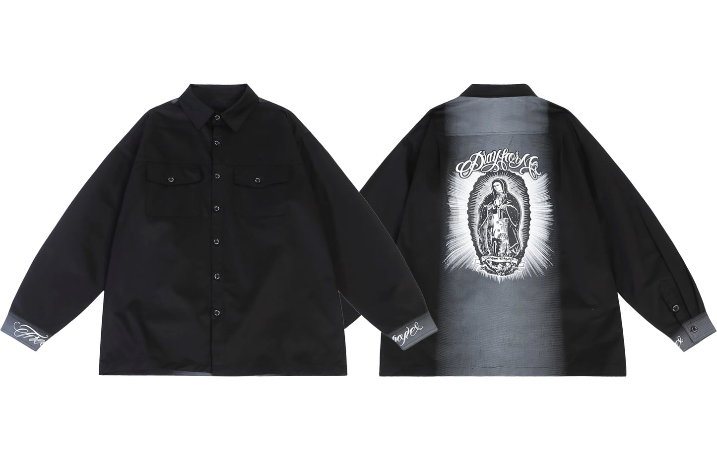 Hip Hop Streetwear Shirts Harajuku Retro Printed New Casual Long Sleeve Single Breasted Shirts for Men Loose Tops Cargo Shirt