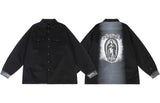 Hip Hop Streetwear Shirts Harajuku Retro Printed New Casual Long Sleeve Single Breasted Shirts for Men Loose Tops Cargo Shirt