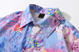 Dark Icon Colorful Printed Men's Shirts Short Sleeved Chest Pocket Hawaiian Shirts With Turn-down Collar Shirt For Holidays